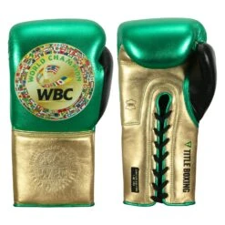 WBC By TITLE Boxing Green Belt Sparring Gloves -Knockout Gear wgbsg gn gd bk 1 1